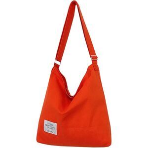 Women's Orange Imported Canvas Retro Large Size Shoulder Crossbody Tote Bag